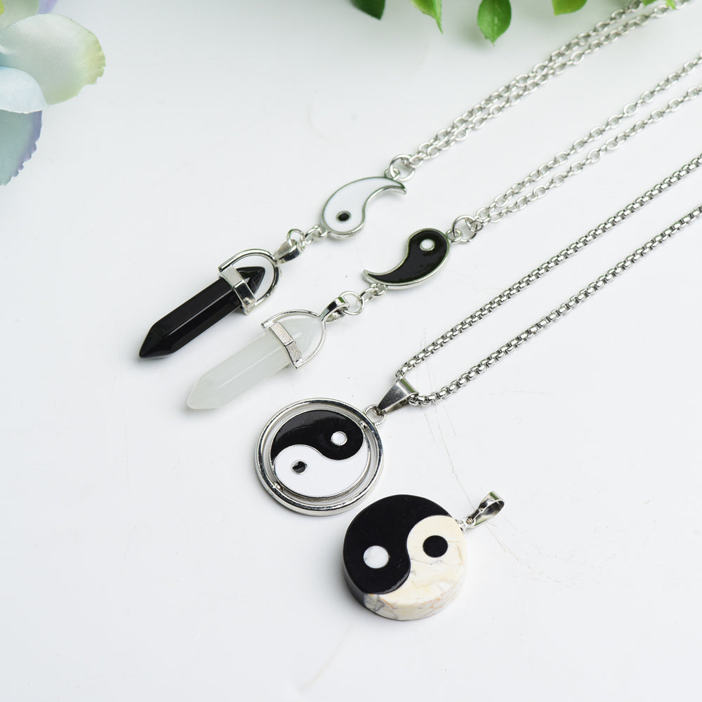 Yin-yang Taichi Design with Silver Chain Crystal Necklace Bulk Wholesale