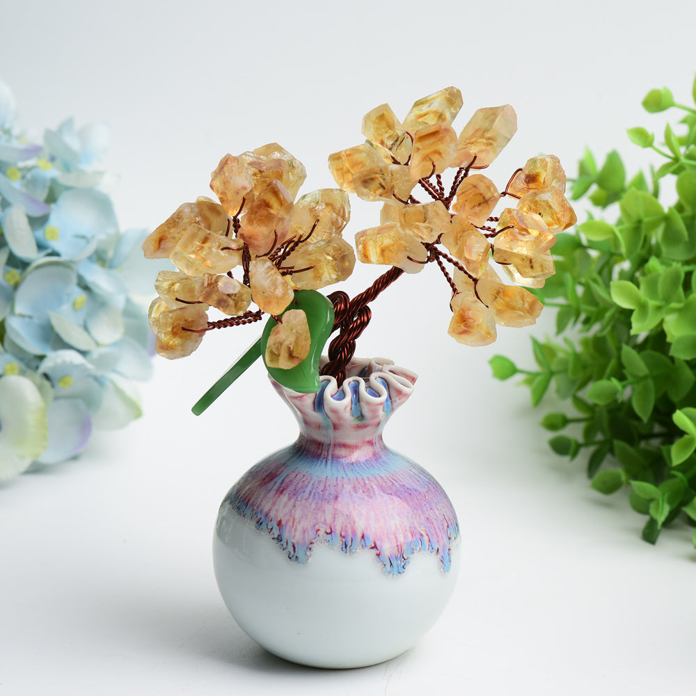Amethyst Rose Quartz Citrine Flower Vase Design Free Form Bulk Wholesale