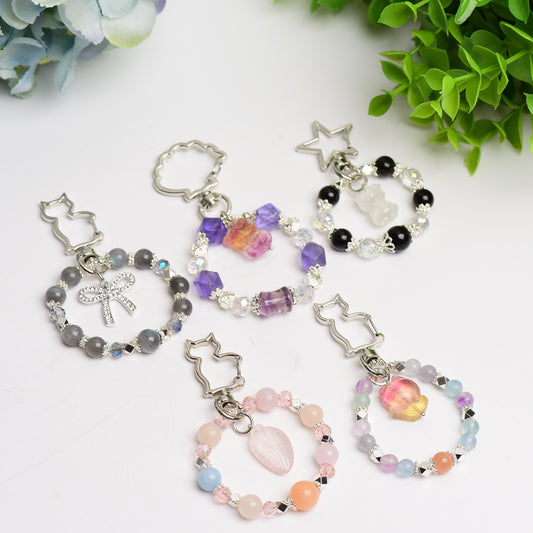 Mixed Crystal Bag Hanging Key Chain with Decor Bulk Wholesale