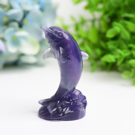 3.5" Fluorite Dolphin Crystal Carving Free Form Bulk Wholesale