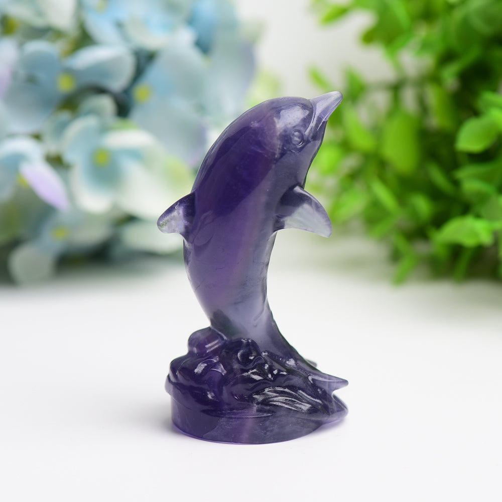 3.5" Fluorite Dolphin Crystal Carving Free Form Bulk Wholesale