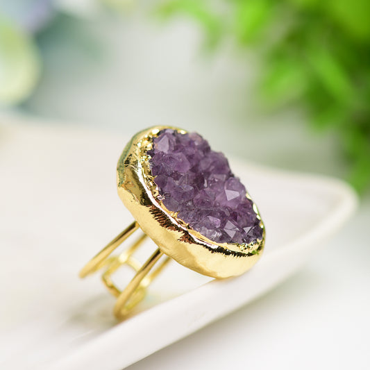 Amethyst Cluster Metal Ring Bulk Wholesale