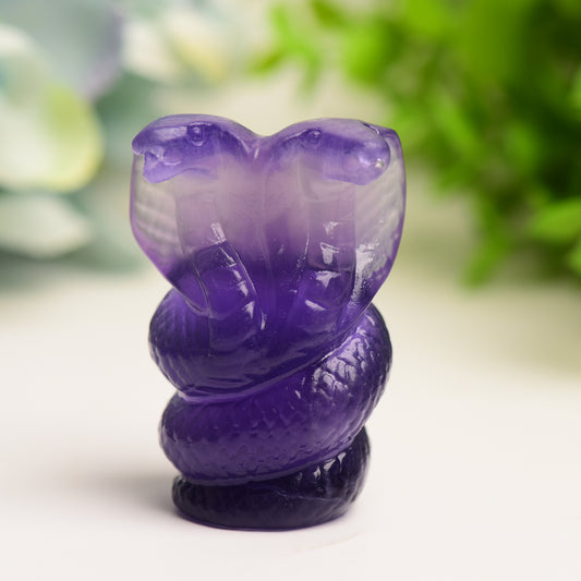 2.2" Fluorite Double Head Snake Crystal Carving Bulk Wholesale