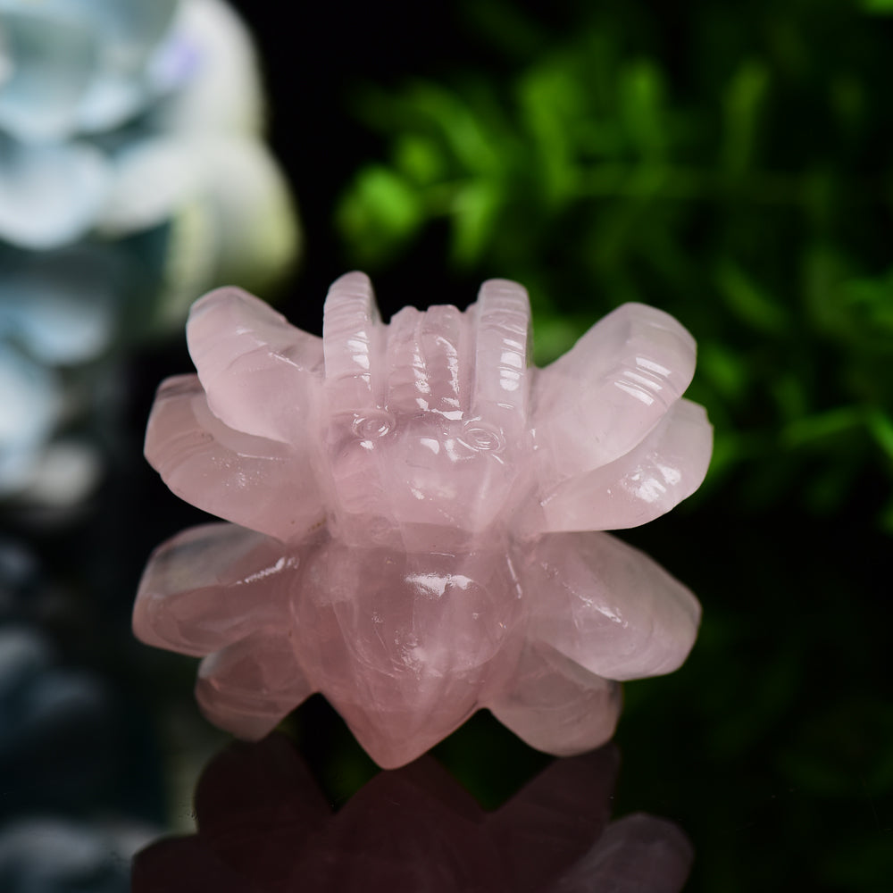 2.4" Rose Quartz Spider Crystal Carving Bulk Wholesale