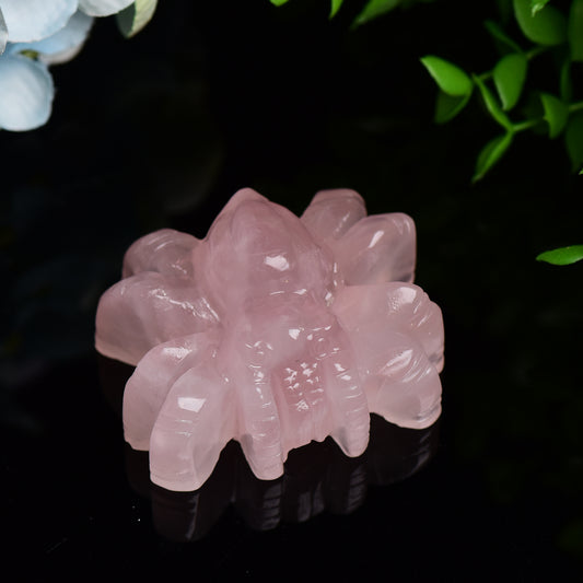 2.4" Rose Quartz Spider Crystal Carving Bulk Wholesale