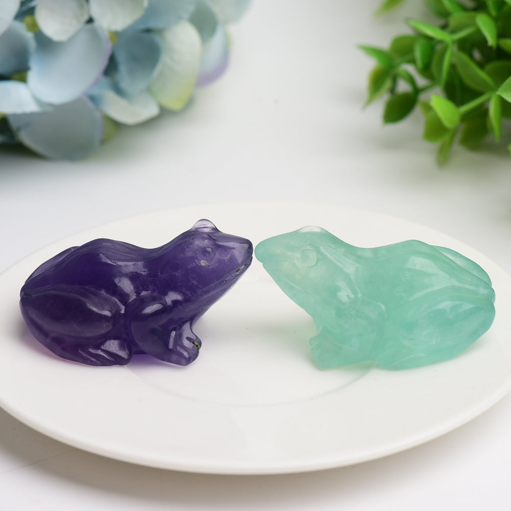 2.0" Fluorite Frog Crystal Carving Bulk Wholesale