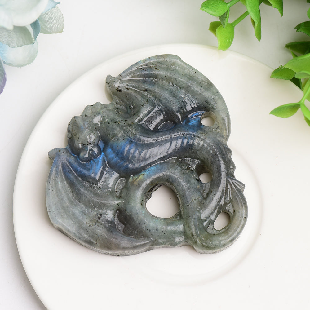 3.0" Lavradorite Dragon Crystal Carving Bulk Wholesale