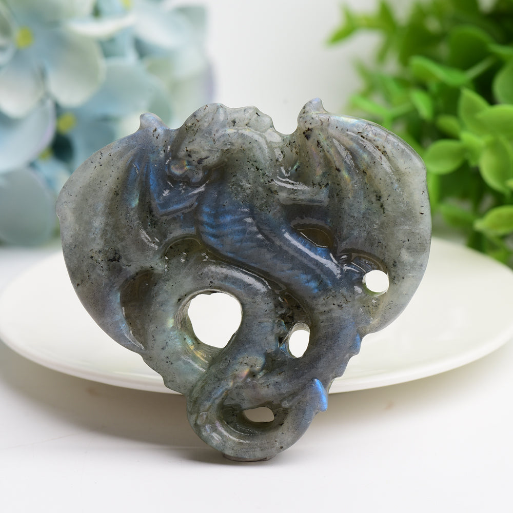 3.0" Lavradorite Dragon Crystal Carving Bulk Wholesale