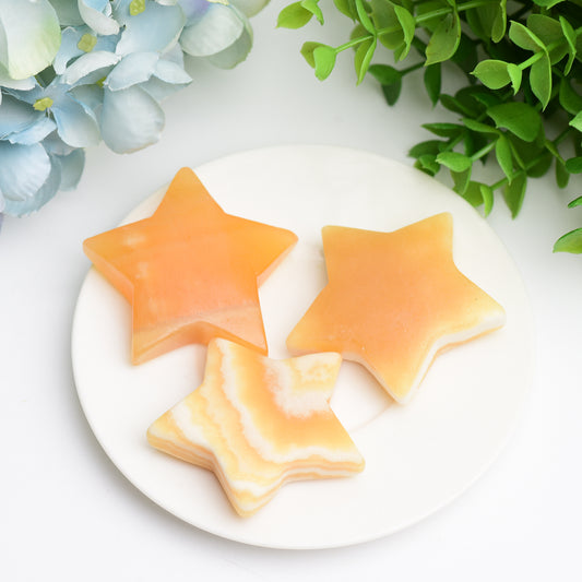 2.2" Orange Calcite Star Crystal Carving Bulk Wholesale