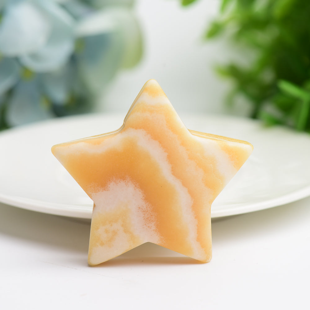 2.2" Orange Calcite Star Crystal Carving Bulk Wholesale