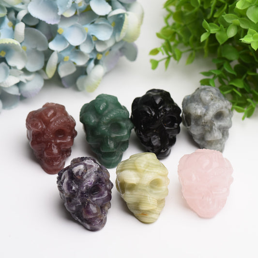 2.2" Mixed Crystal Skull Carving Bulk Wholesale