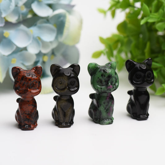 2.0" Mixed Crystal Cat Carving Bulk Wholesale