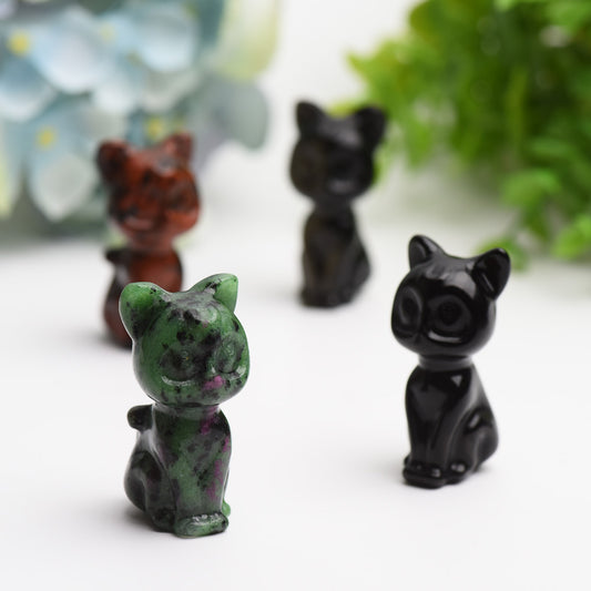 2.0" Mixed Crystal Cat Carving Bulk Wholesale