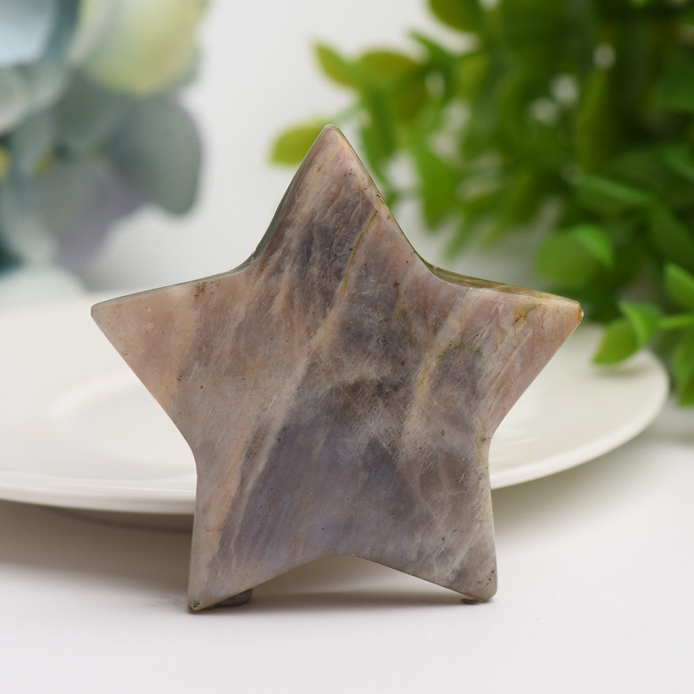 2.2" Peach Moon Stone Star Crystal Carving Bulk Wholesale