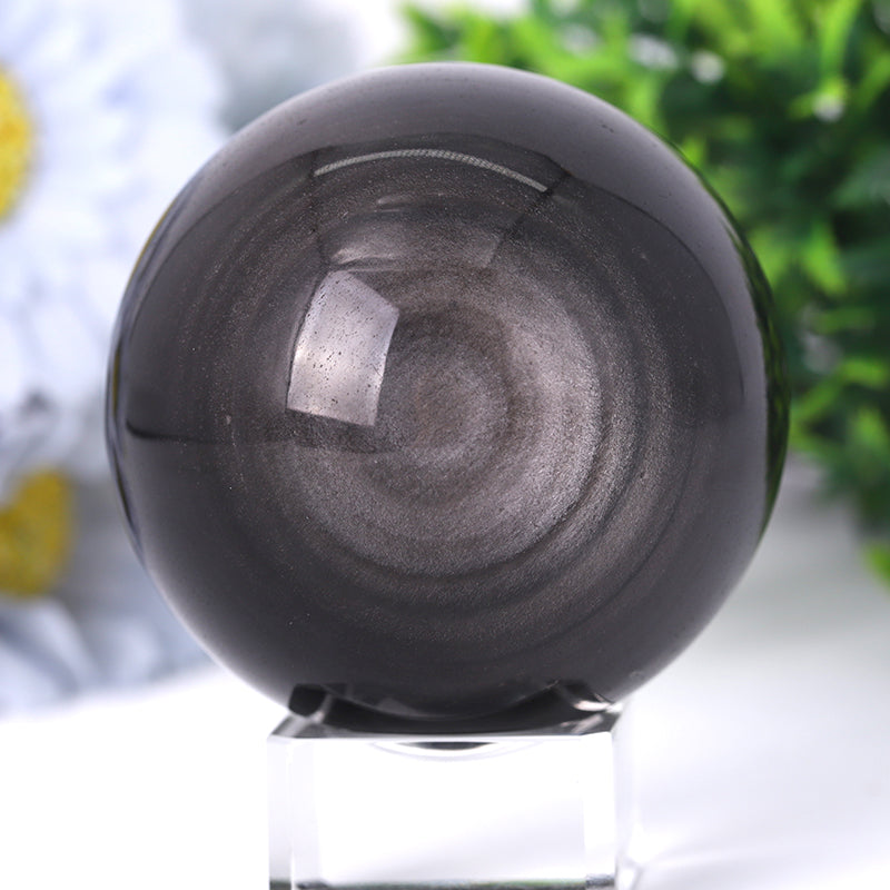 Silver Obsidian Sphere
