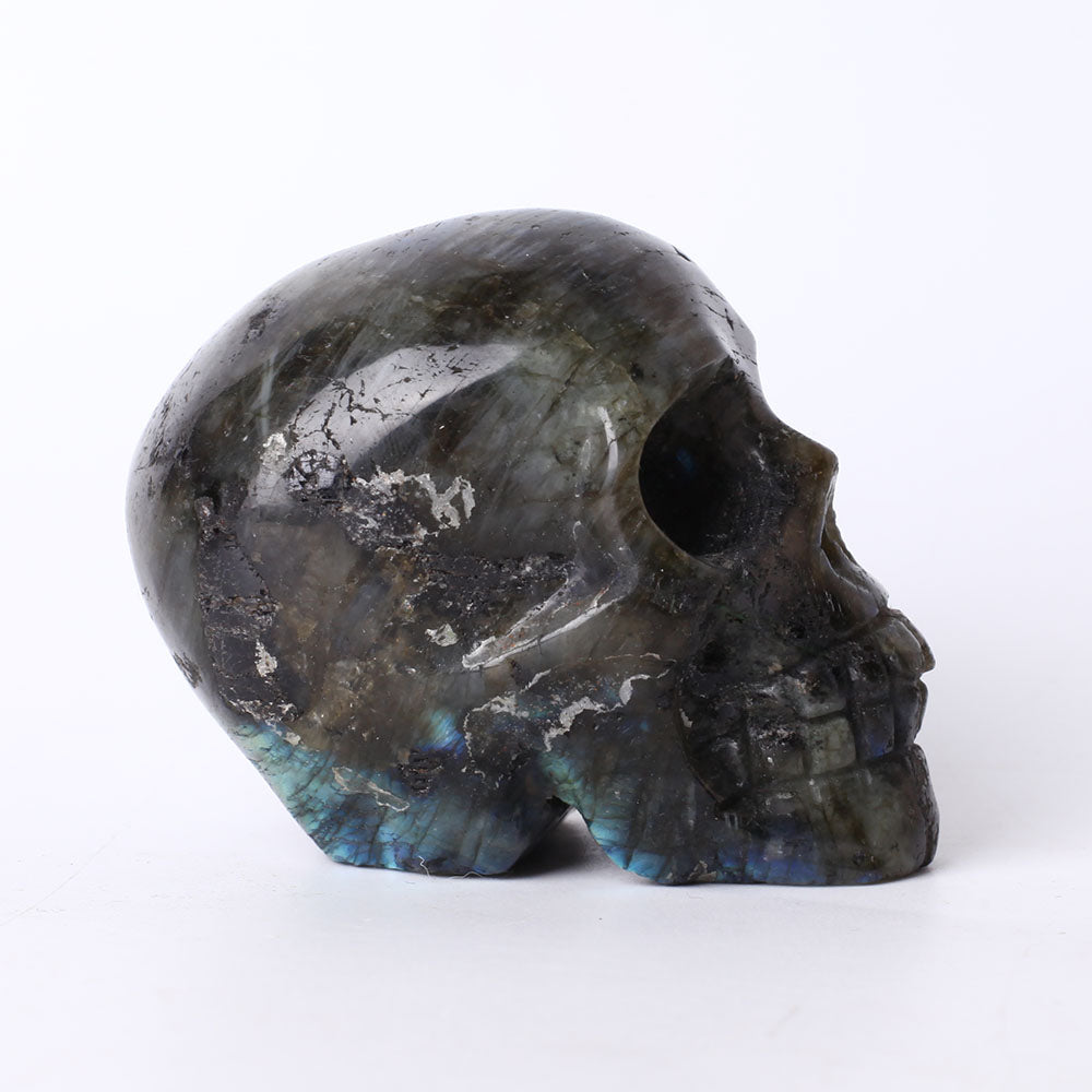 3" Unique Larbradorite Crystal Carving Skull for Halloween