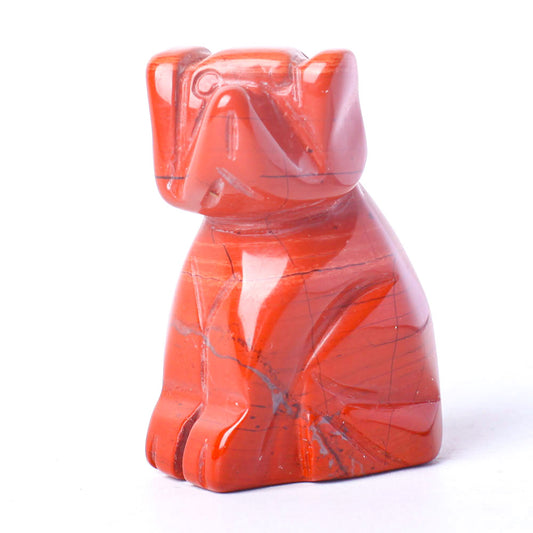 1.5" Red Jasper Dog Figurine Crystal Carvings