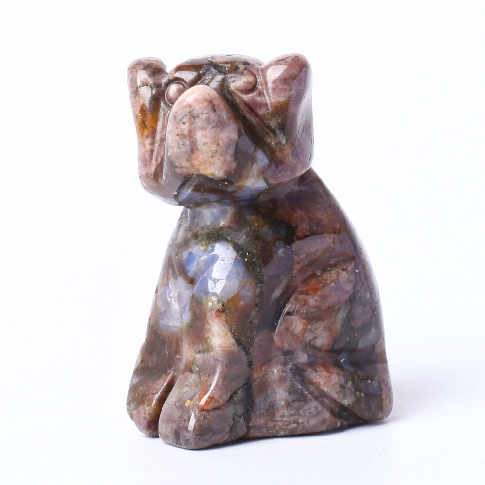 Hand Carved Polished Dog Figurine Crystal Carvings