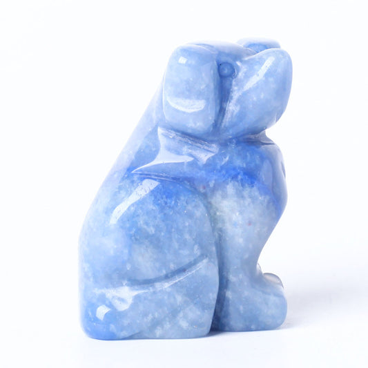 Blue Aventurine Dog Figurine Crystal Carving