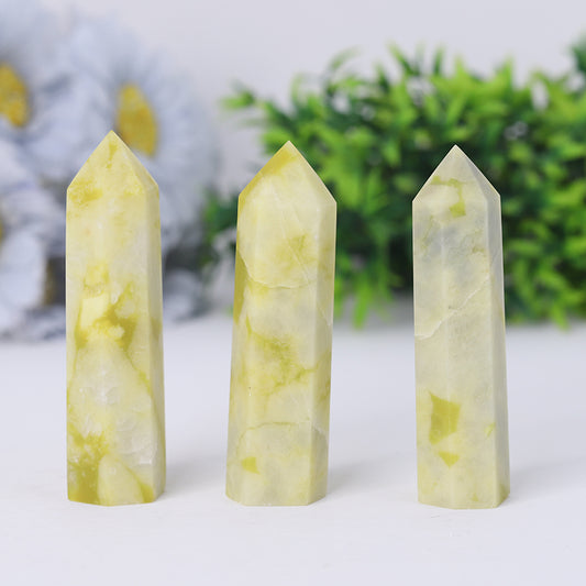 Wholesale Natural Serpentine Jade Points Healing Crystal Tower