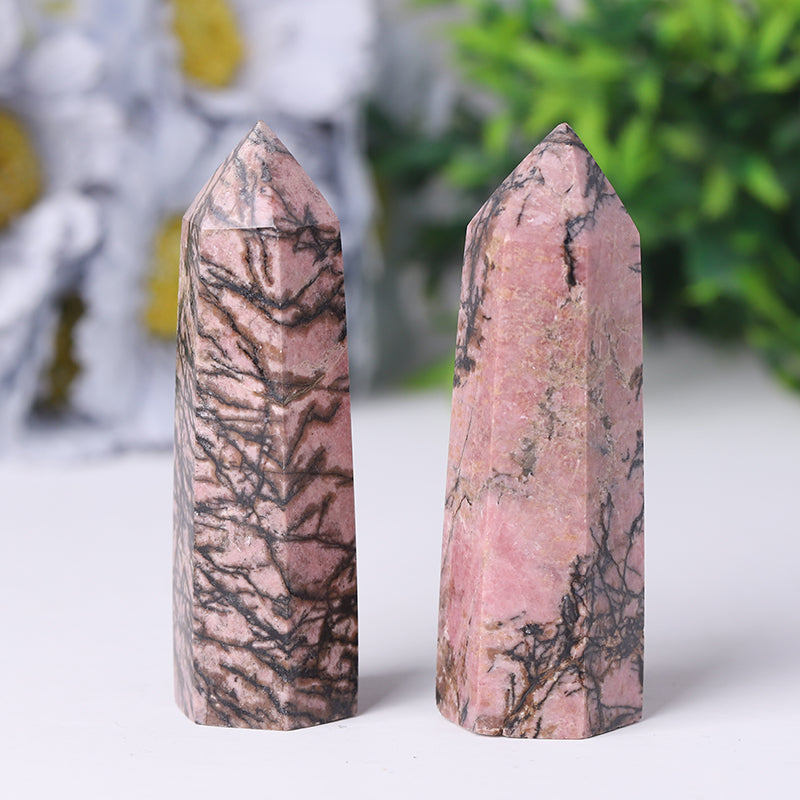 Natural Rhodonite Points Healing Tower