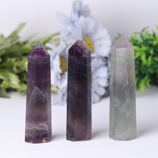 Natural Rainbow Fluorite Points Crystal Tower for Collection