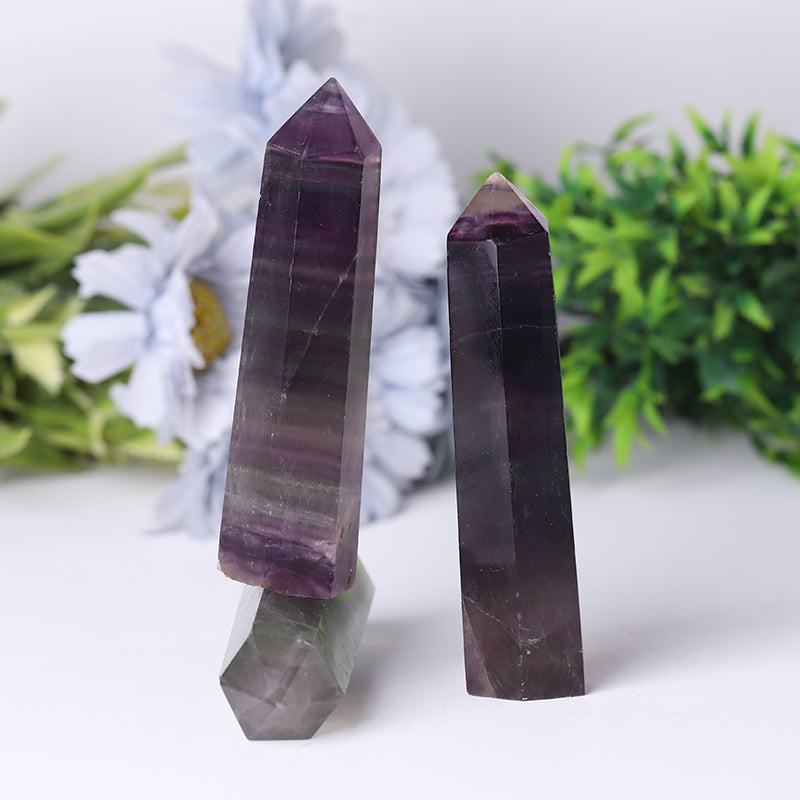 Natural Rainbow Fluorite Points Crystal Tower for Collection