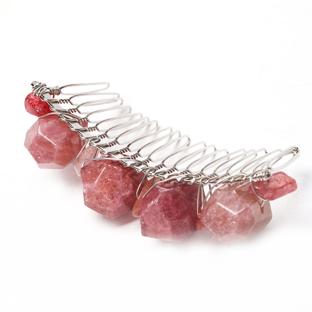 Strawberry Quartz Crystal Crown Comb