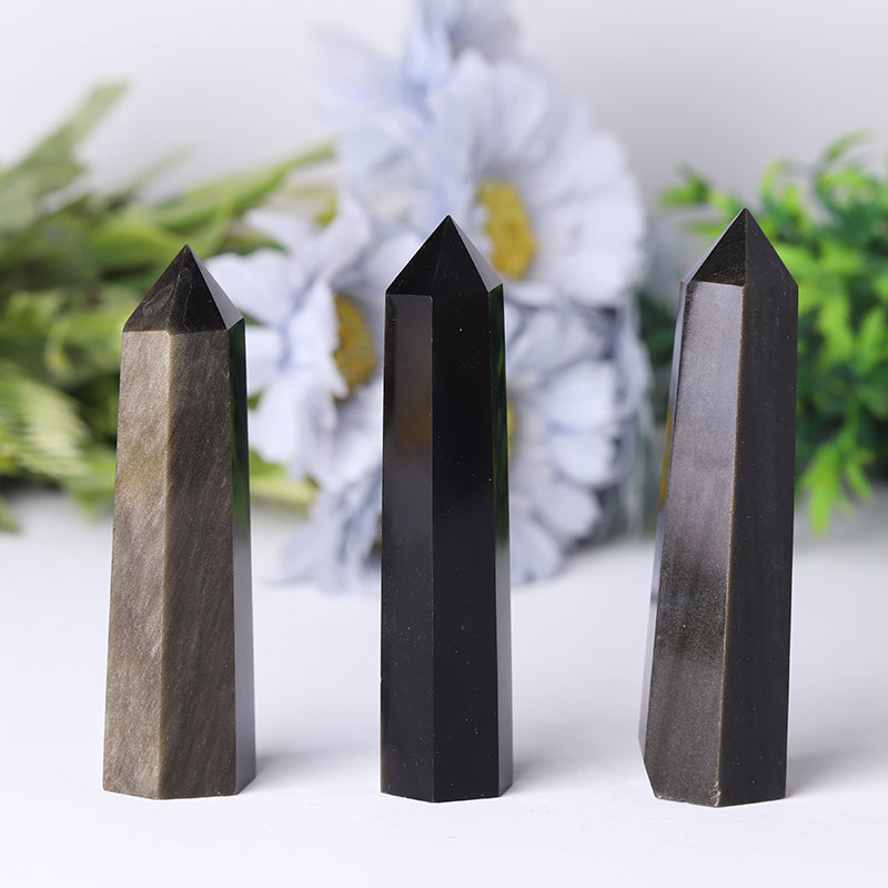 Golden Obsidian Point Healing Crystal Tower