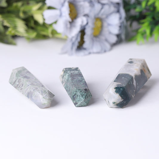 Wholesale Natural Moss Agate Point Healing Stone