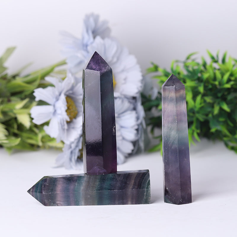 High Quality Crystal Wand Points Colorful Fluorite Tower Small Rainbow Fluorite Point