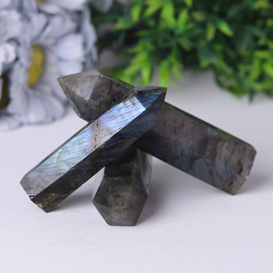 Natural Labradorite Point Healing Crystal Tower for Collection