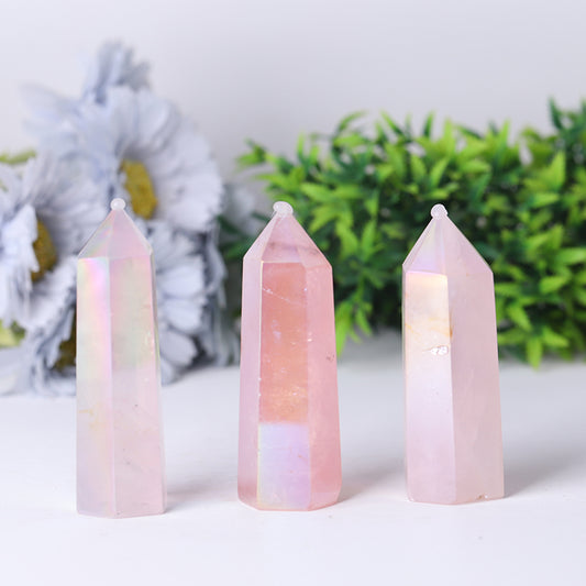 Angel Crystal Aura Rose Quartz Point Healing Stone Narural Crystal Tower