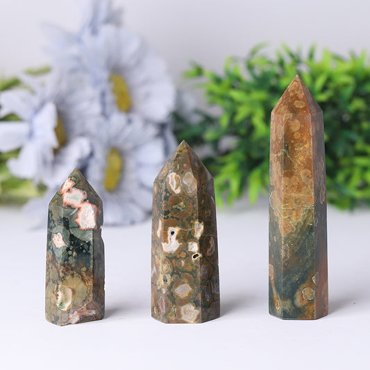 Hotsale Natural Rainforest Jasper Point Healing Crystal Tower