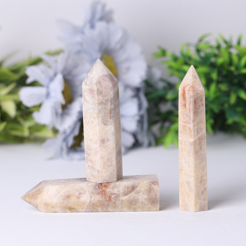 Wholesale Natural Flasing Peach Moonstone Points