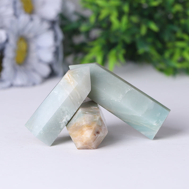 Natural Caribbean Calcite Points Meditation Sky Blue Crystal Point Healing Crystal Towers