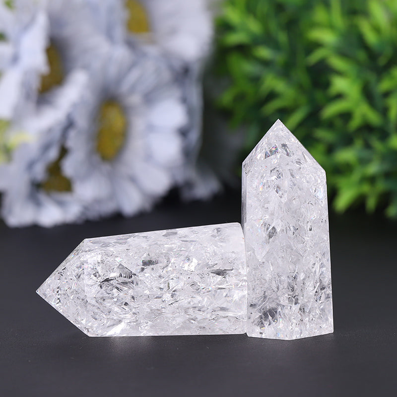 Crack Clear Quartz Point Healing Tower