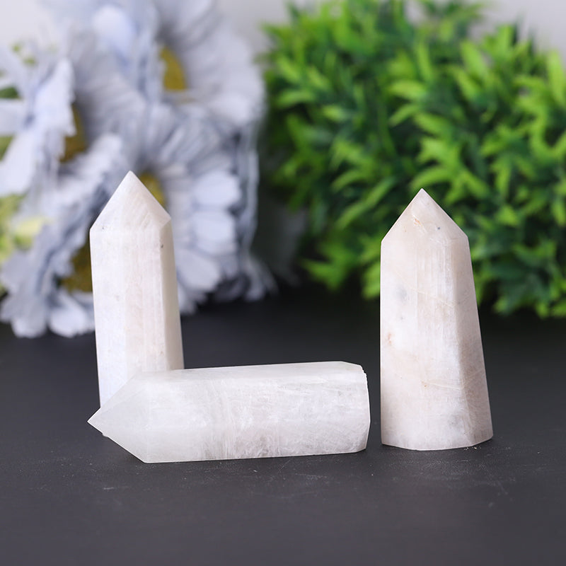 Wholesale Polished Healing Stone Natural White Moonstone Point For Sale