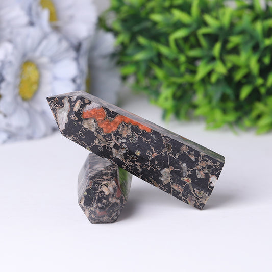 Natural Plum Blossom Jasper Points Healing Crystal Tower