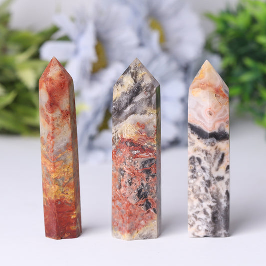 Natural Crystal Healing Wand Gemstone Point Crazy Agate Point