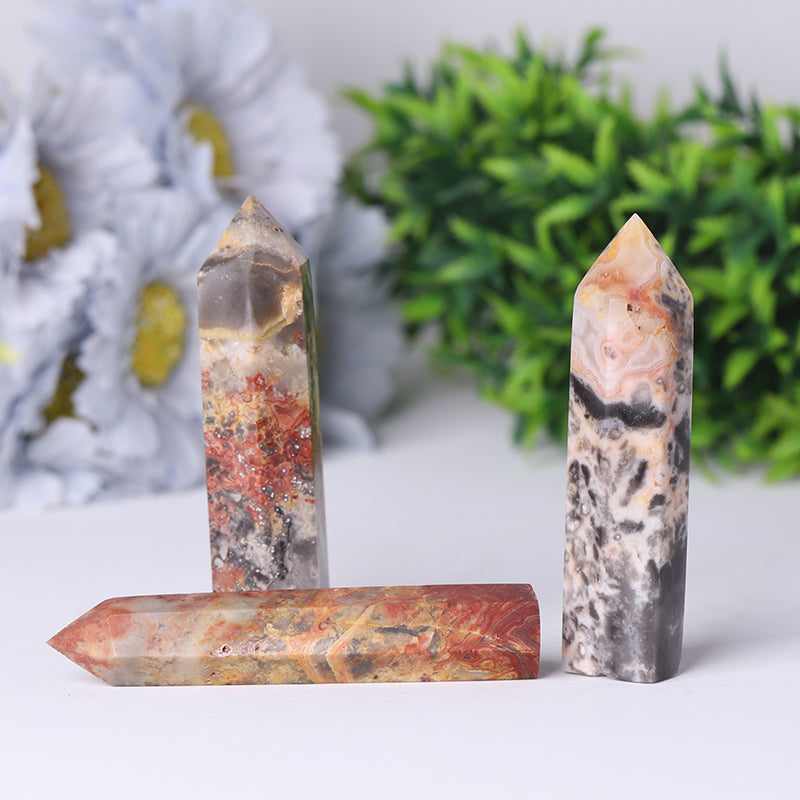 Natural Crystal Healing Wand Gemstone Point Crazy Agate Point