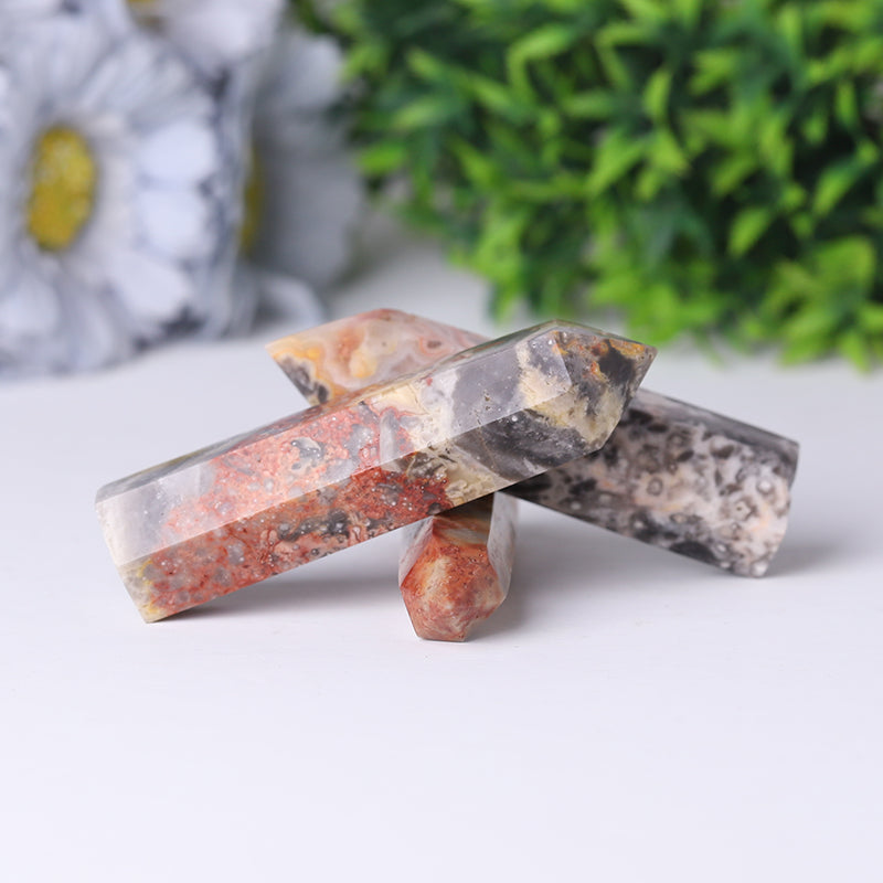 Natural Crystal Healing Wand Gemstone Point Crazy Agate Point