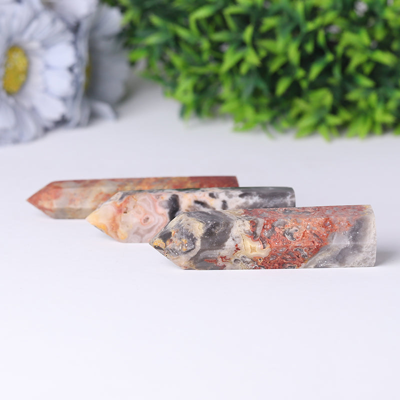 Natural Crystal Healing Wand Gemstone Point Crazy Agate Point