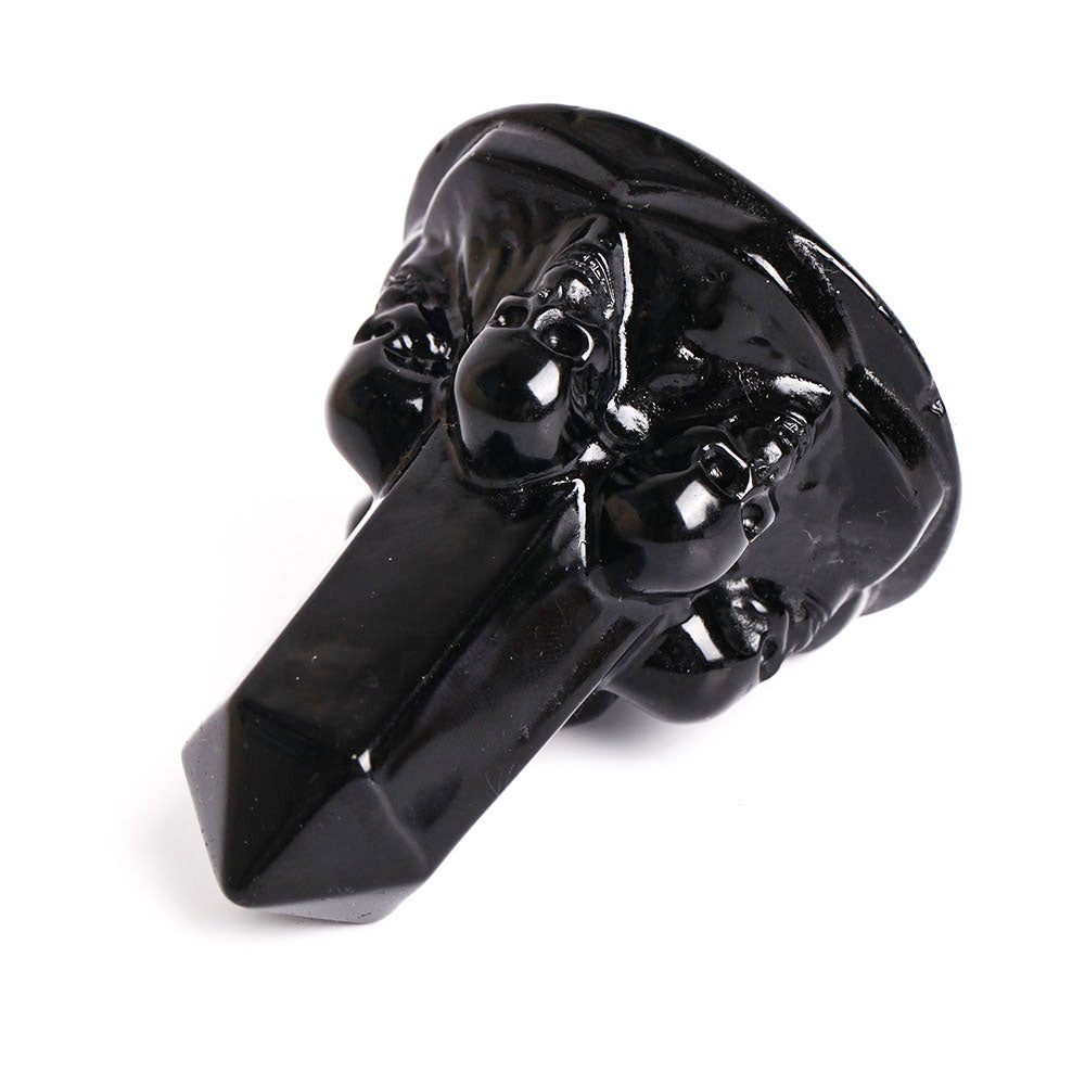 Black Obsidian Tower With Carving Skull