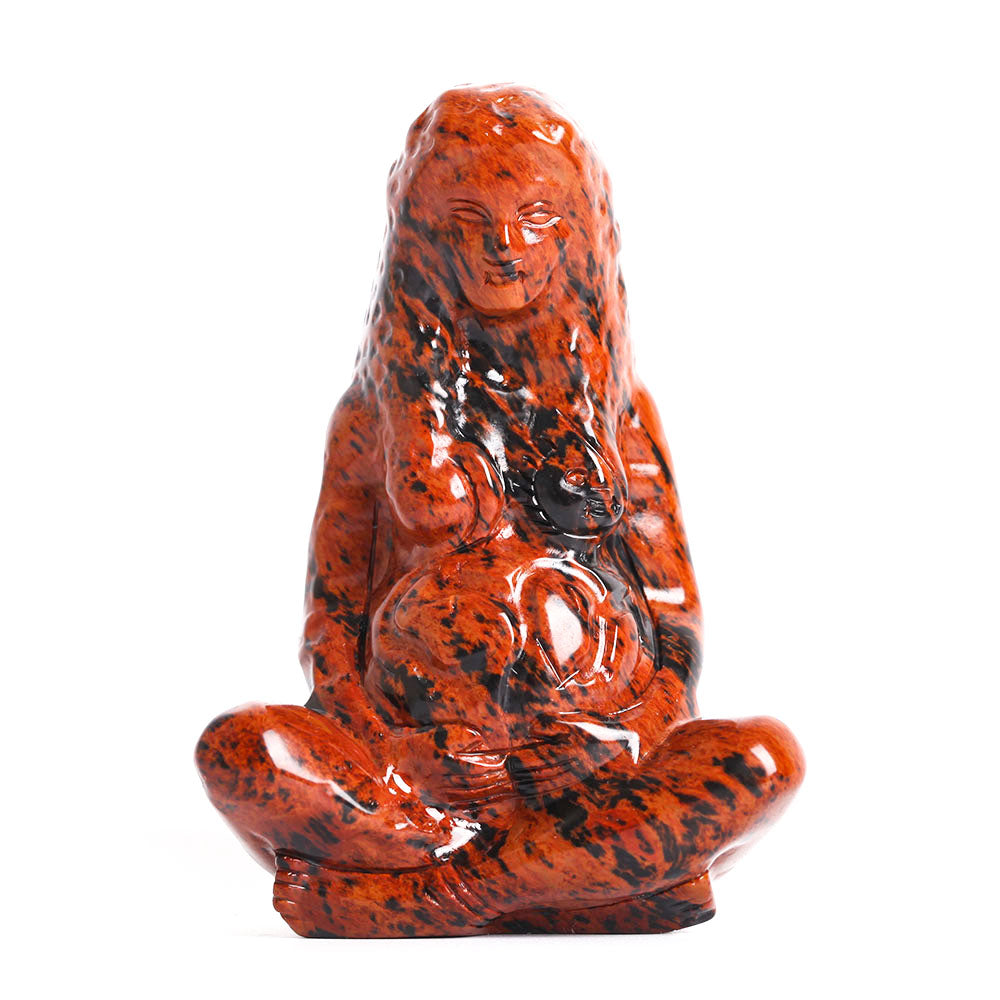 Mahogany Earth Mother Goddess Crystal Carving Statue