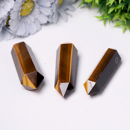 Wholesale Natural High Quality Tiger Eye Stone Quartz Crystal Double Point DT Wand