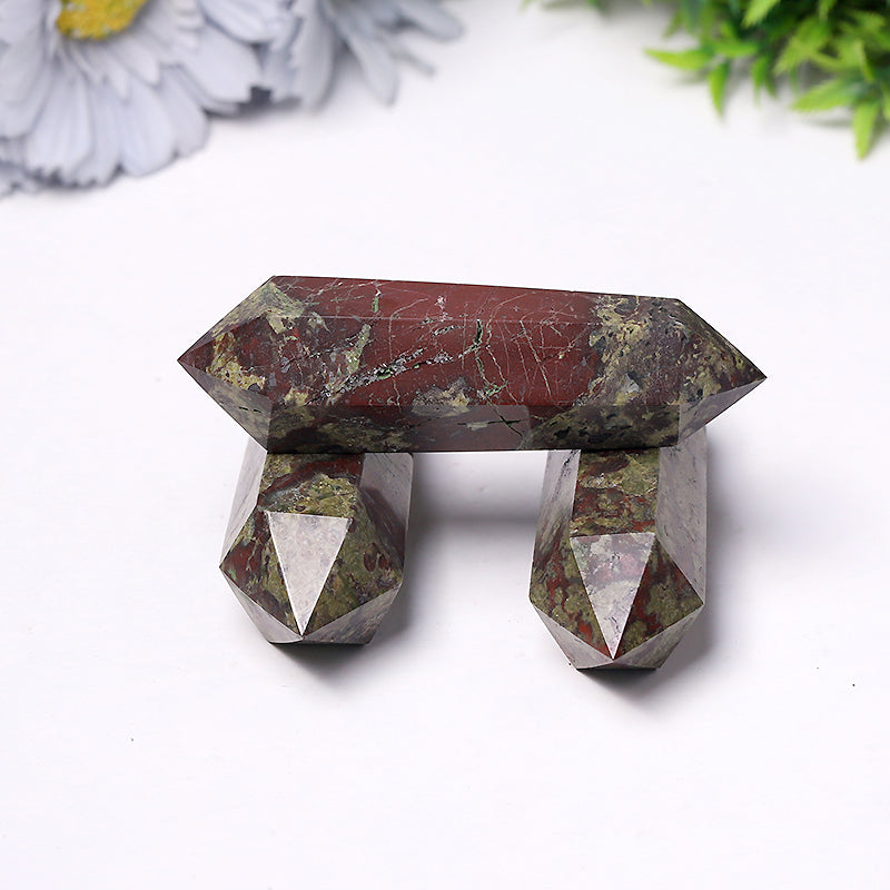 Wholesale Natural High Quality Dragon Blood Stone DT Tower Double Point