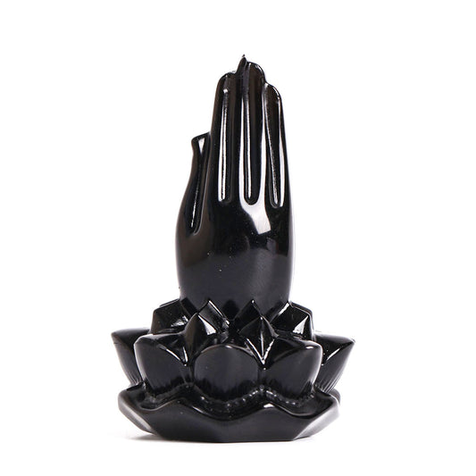 Black Obsidian Buddha Hand Carving Decoration