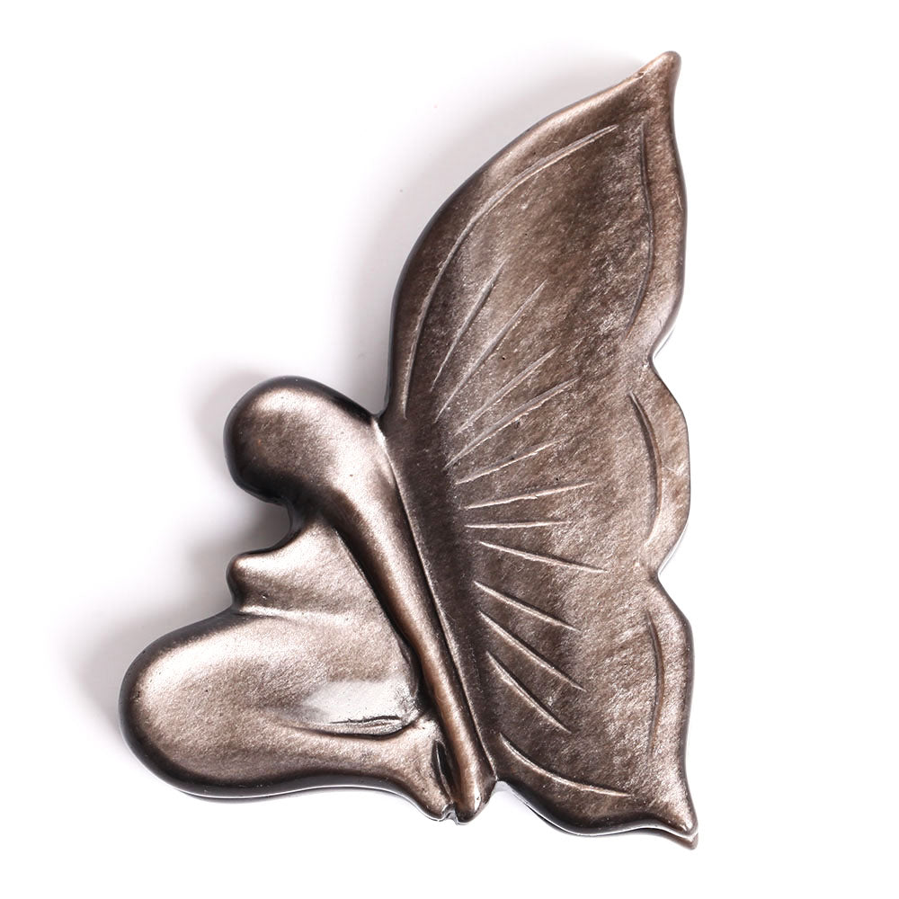 Silver Obsidian Butterfly Carvings Decor