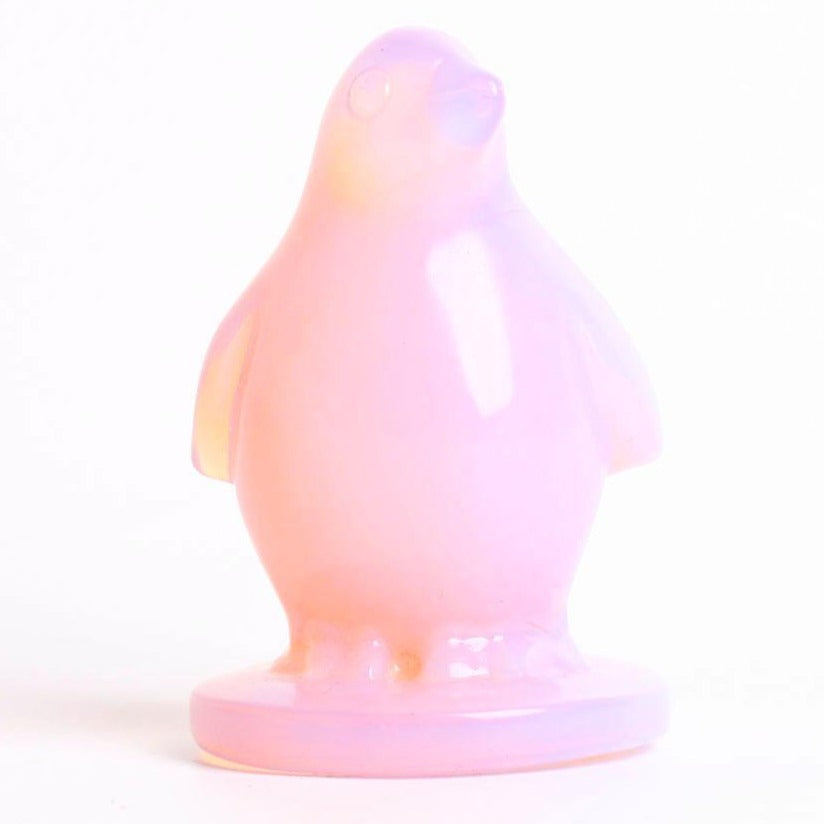 3" Pink Opalite Penguin Crystal Carvings for Collection